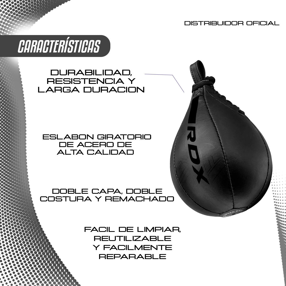 RDXF6 KARA PERA DE BOXEO CON ESLABON GIRATORIO DE ACERO
