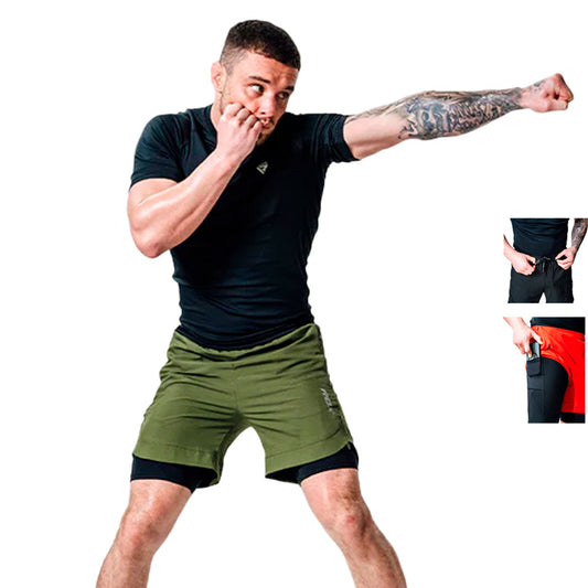 SHORT DE COMPRESION DE MMA 2 EN 1 RDX T16