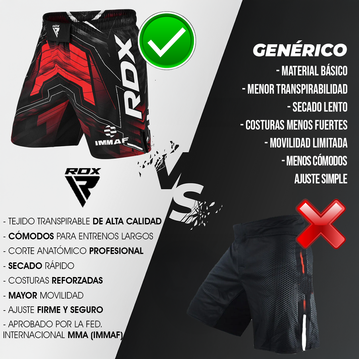 Short Mma Immaf Rdx Sparring Entrenamiento Muaythai