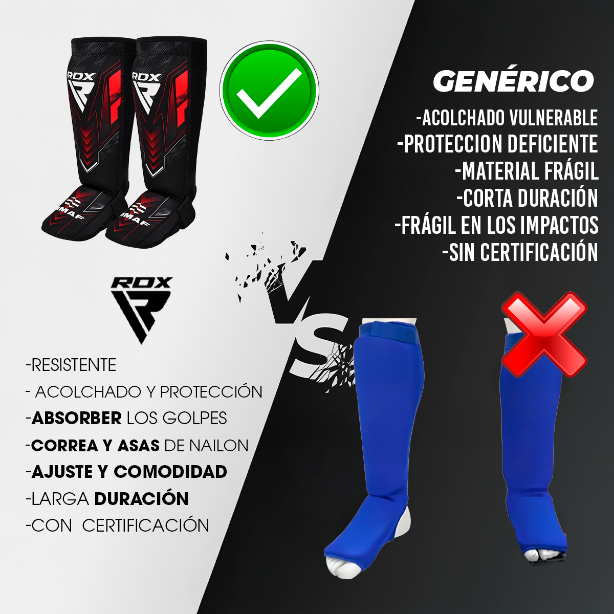 Espinilleras De Neopreno Immaf Rdx Mma Box Artes Marciales